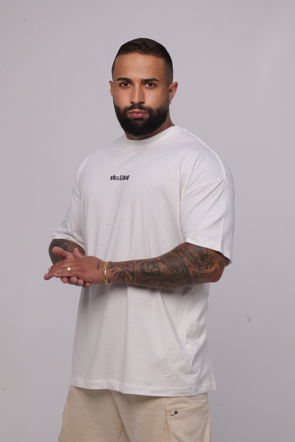 Camiseta oversized logo básica - off-white