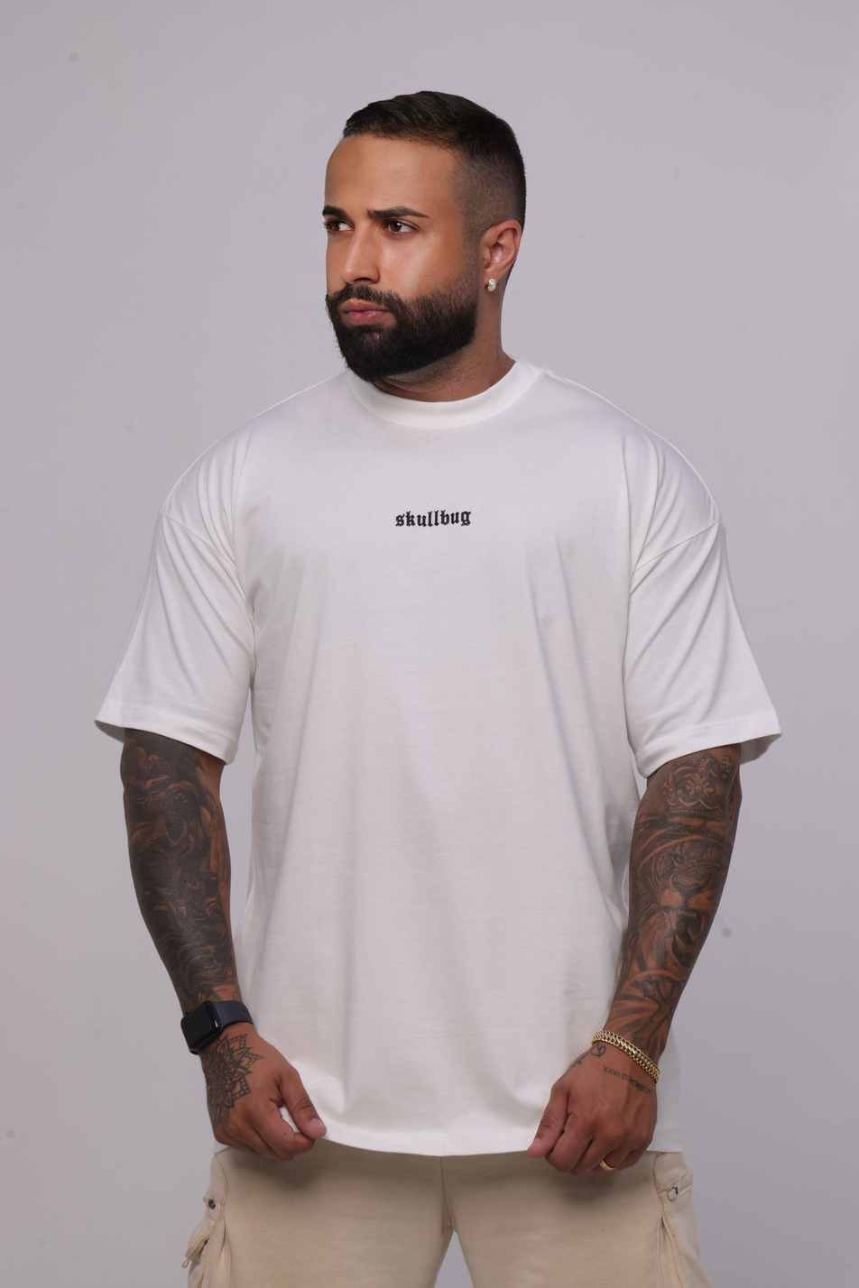 Camiseta oversized logo básica - off-white