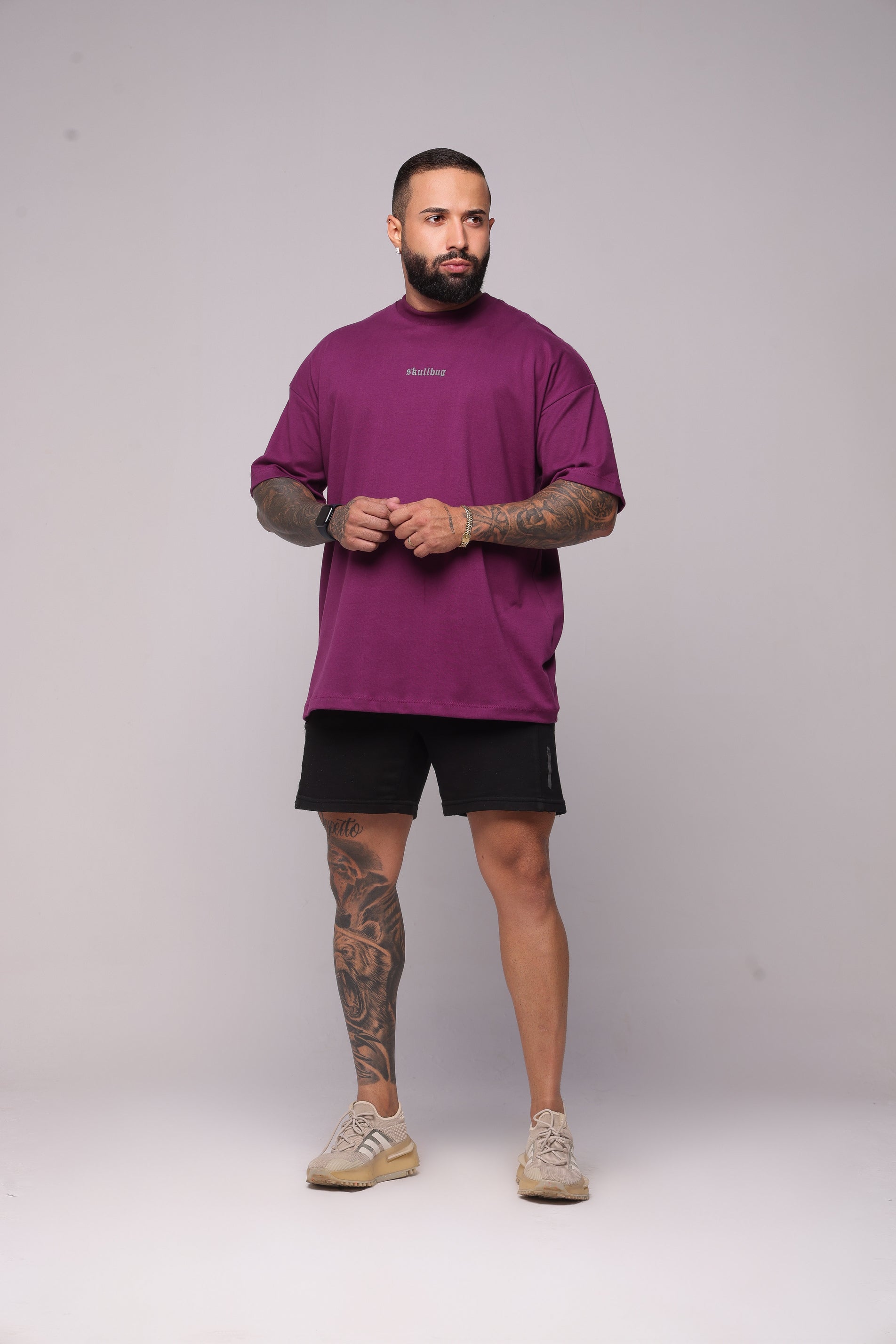 Camiseta oversized básica roxa - 230g
