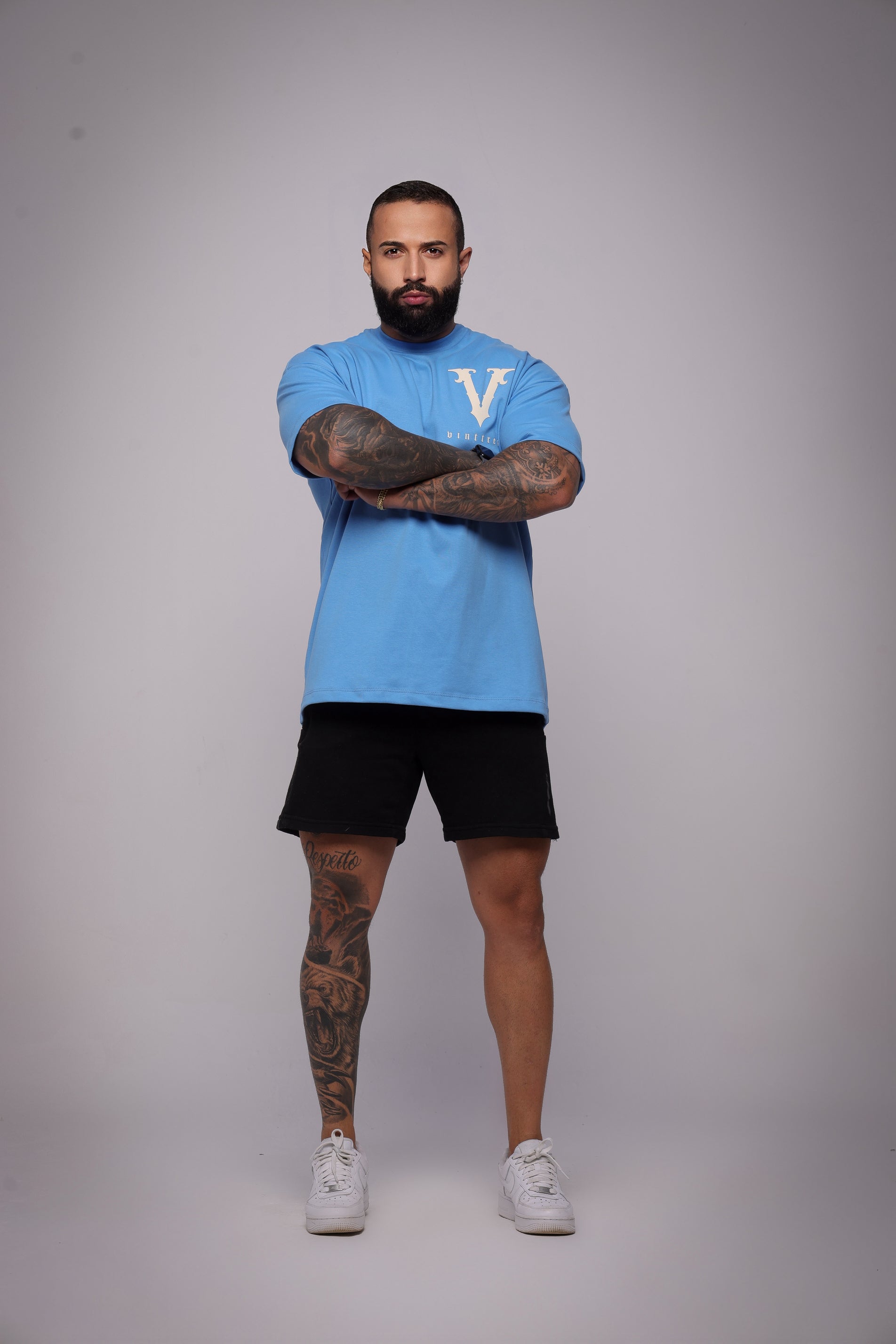 Camiseta oversized vinttrês azul - 230g