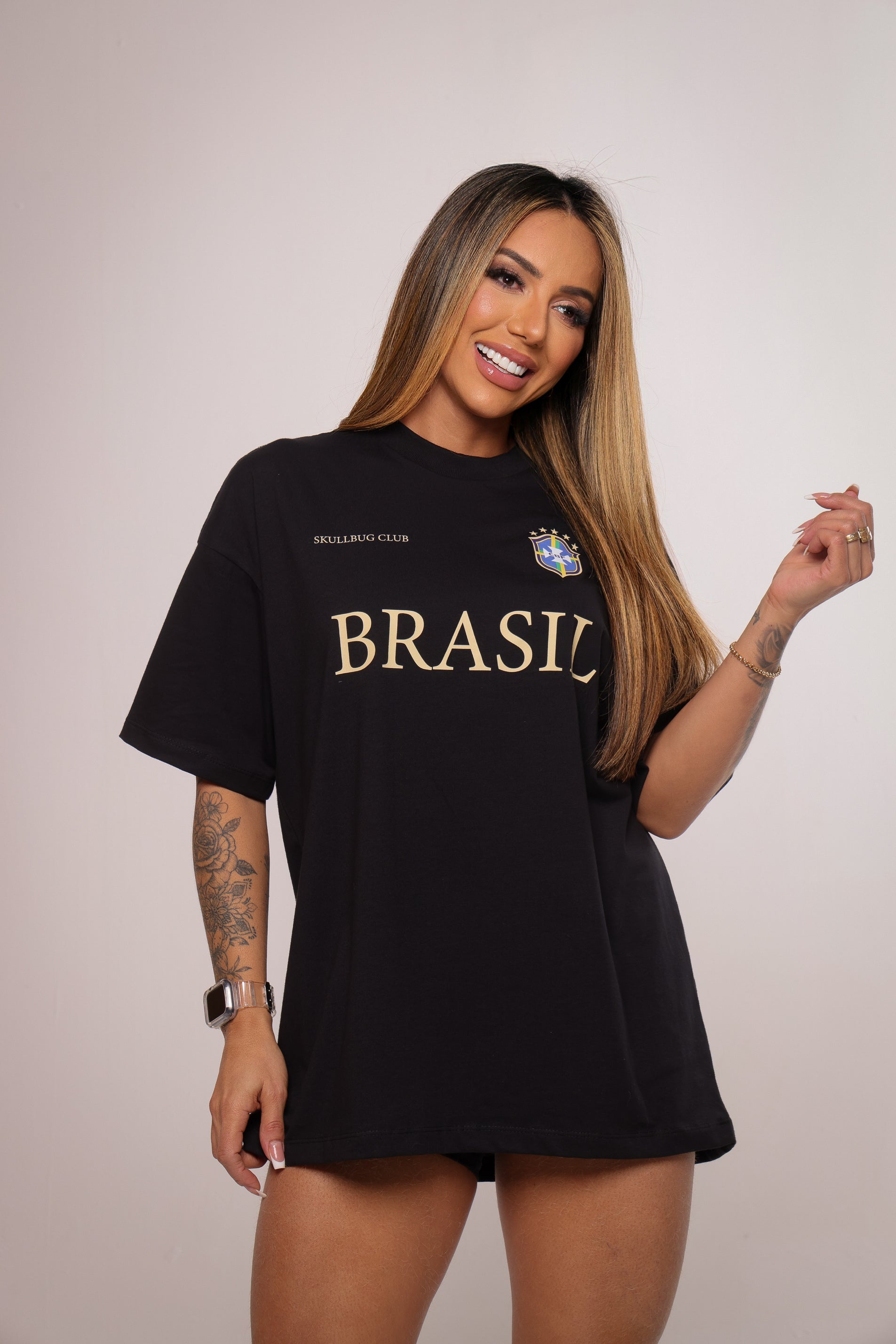 Camiseta oversized "Brasil" confort - preta