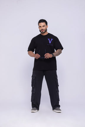 Camiseta oversized VINTTRÊS preta - 230g