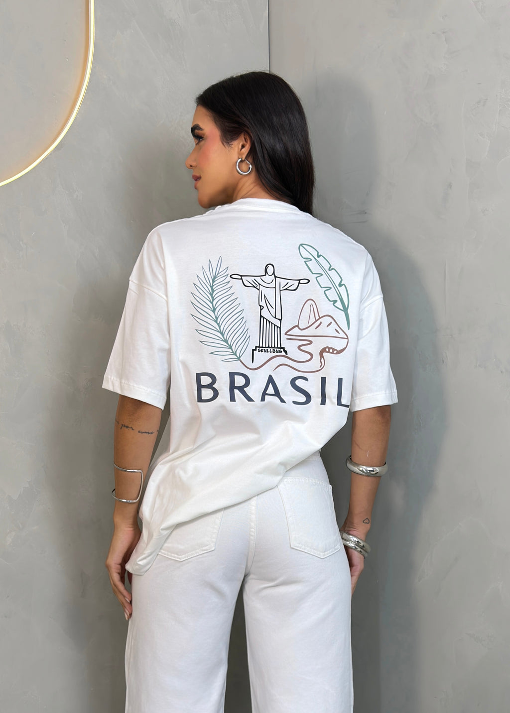Camiseta oversized "Brasil" - off-white