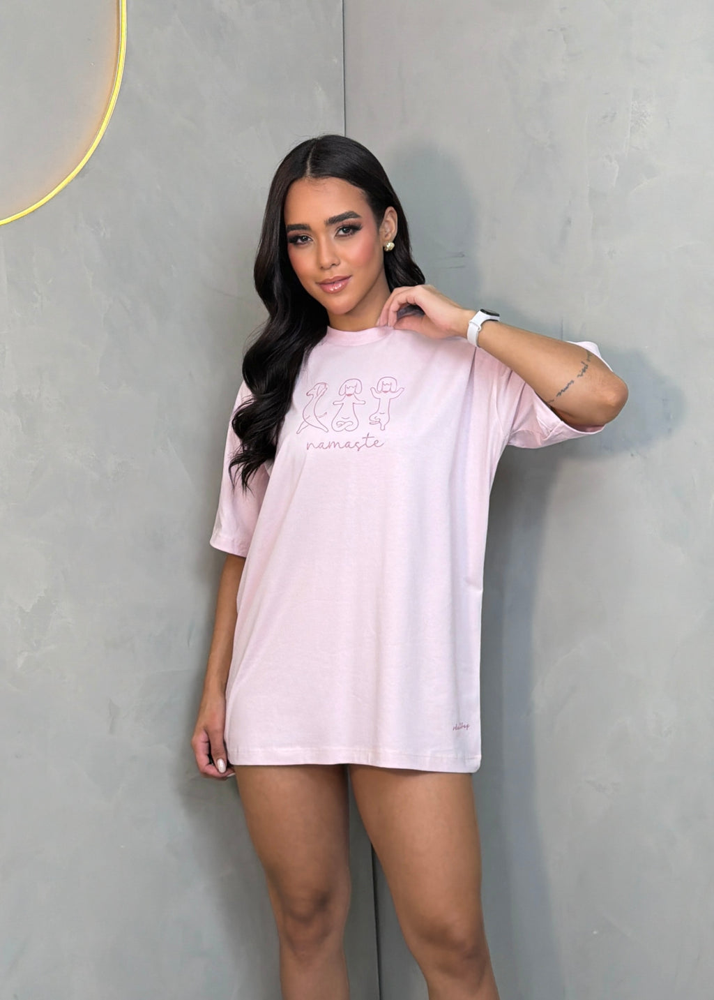 Camiseta oversized "Namaste" - rosa