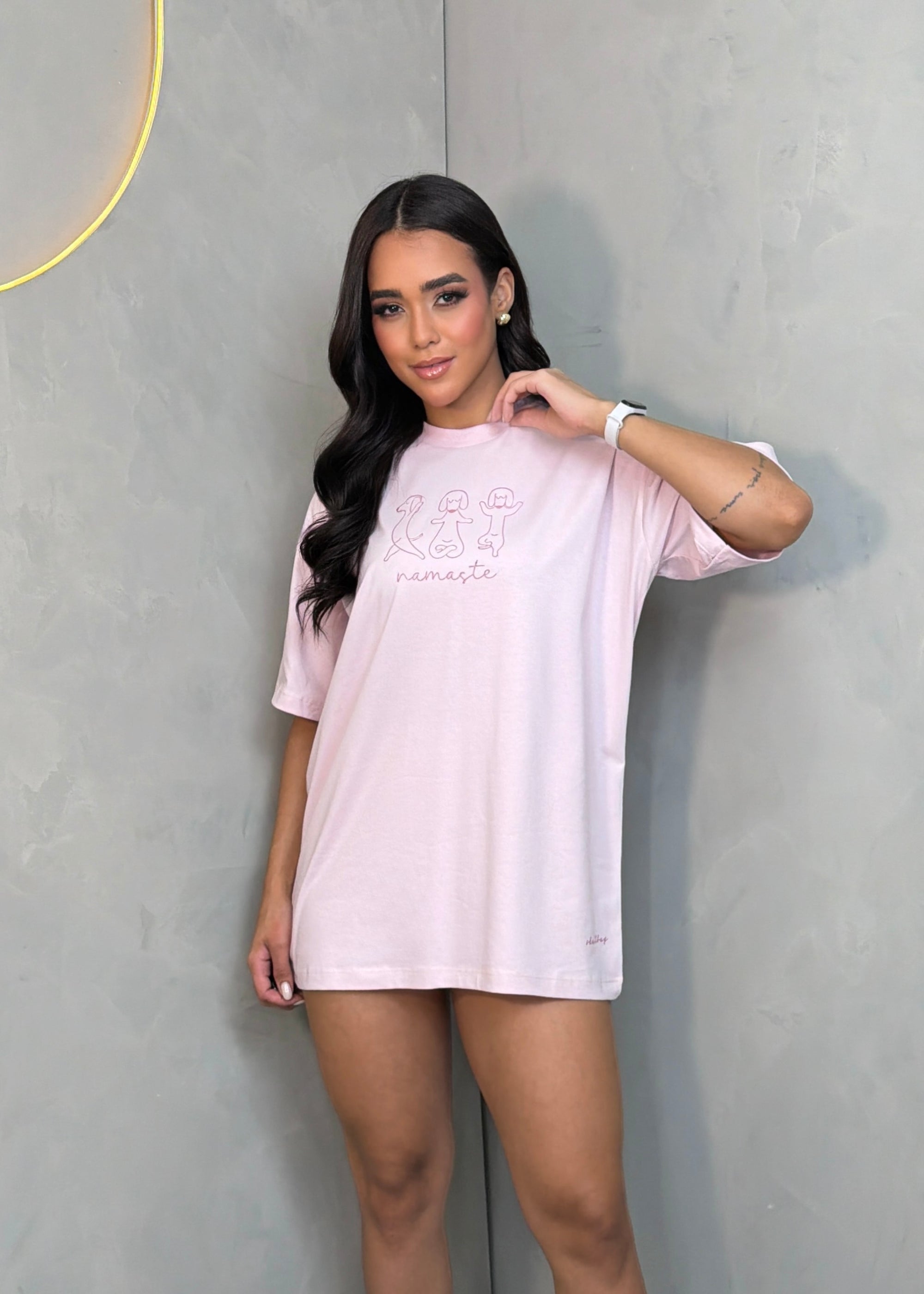 Camiseta oversized "Namaste" - rosa