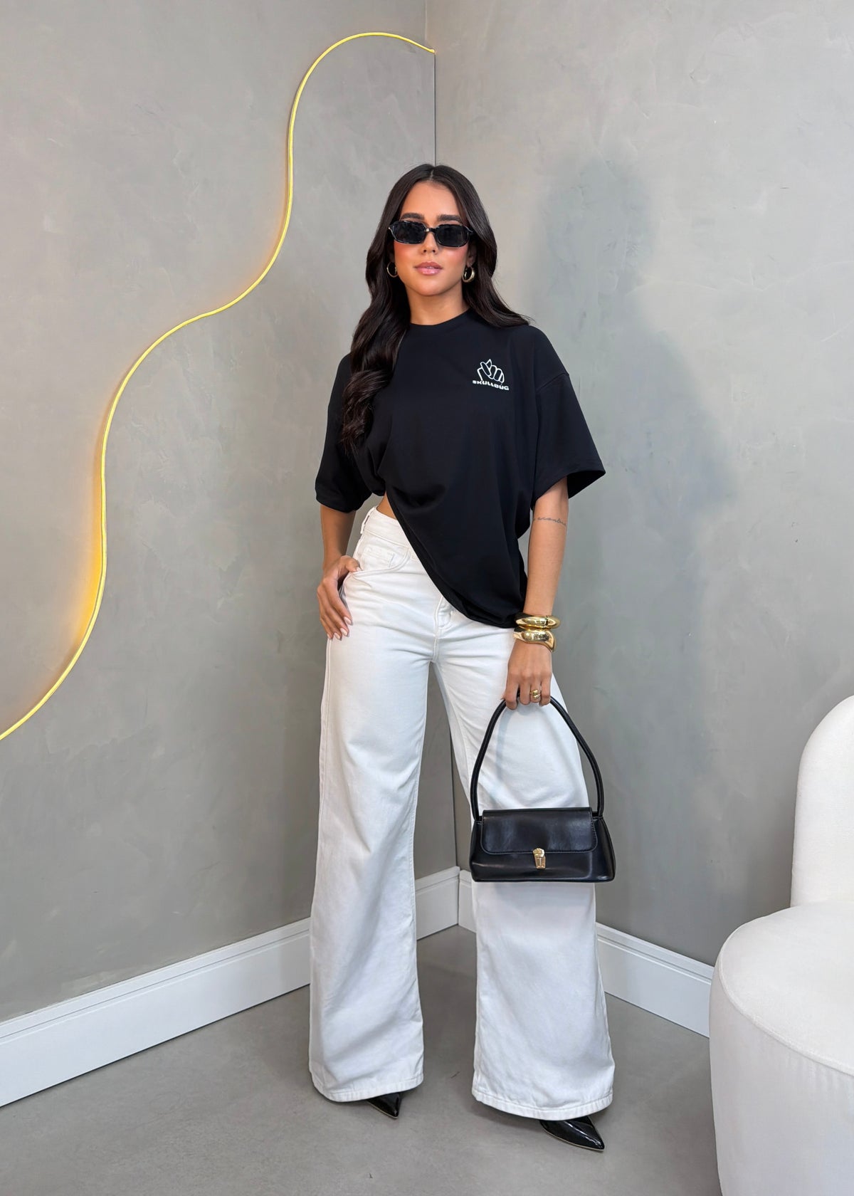 Camiseta oversized "Figa" - preta