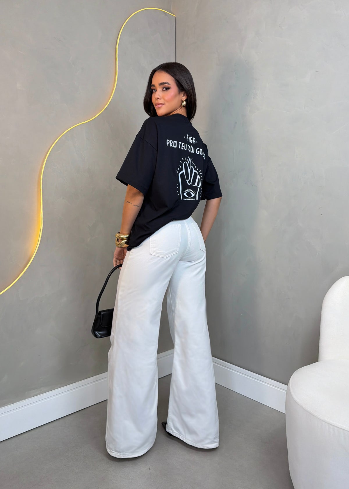 Camiseta oversized "Figa" - preta