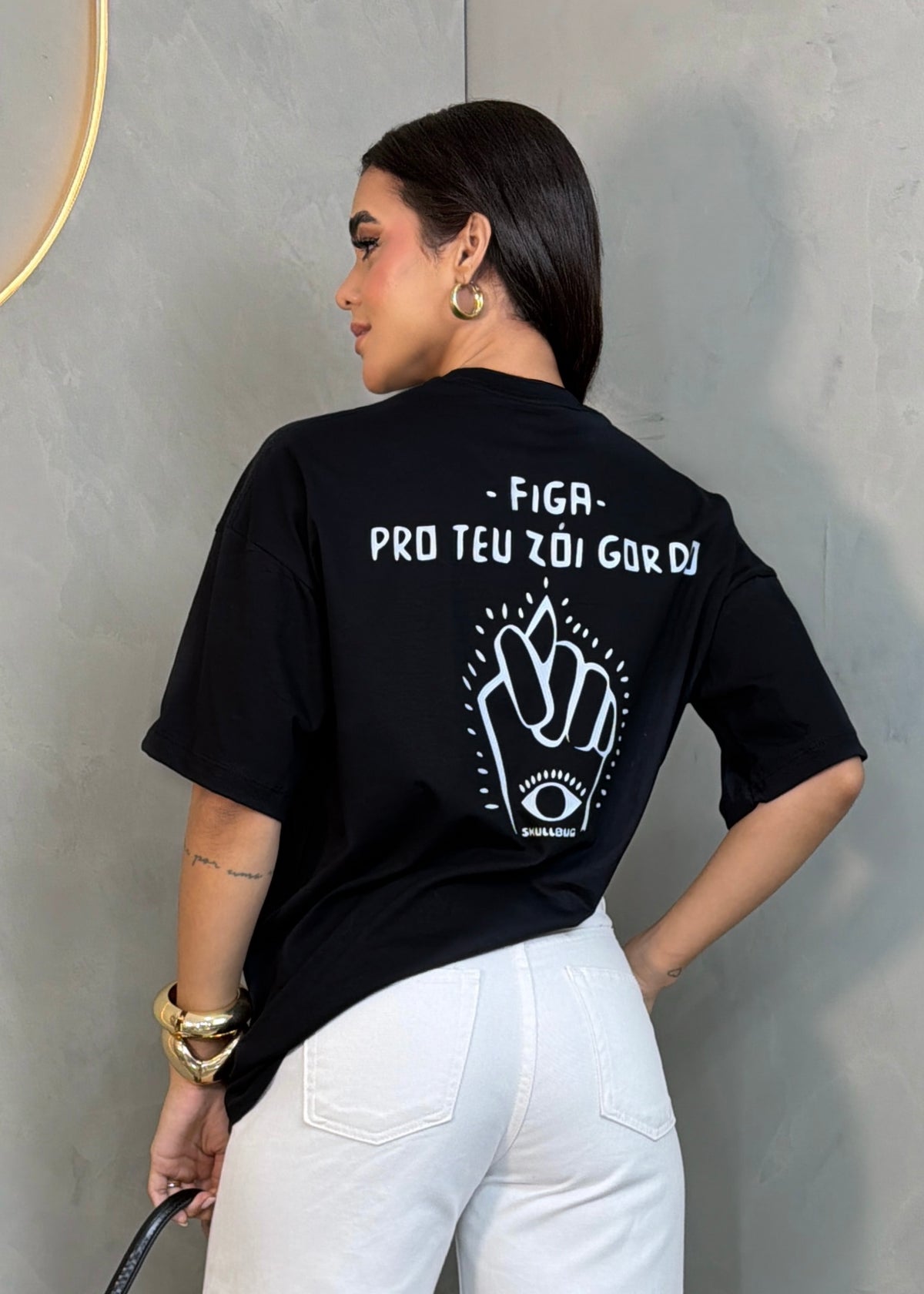 Camiseta oversized "Figa" - preta