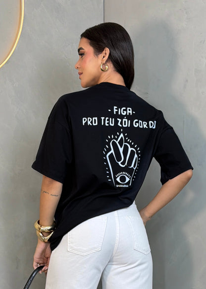 Camiseta oversized "Figa" - preta