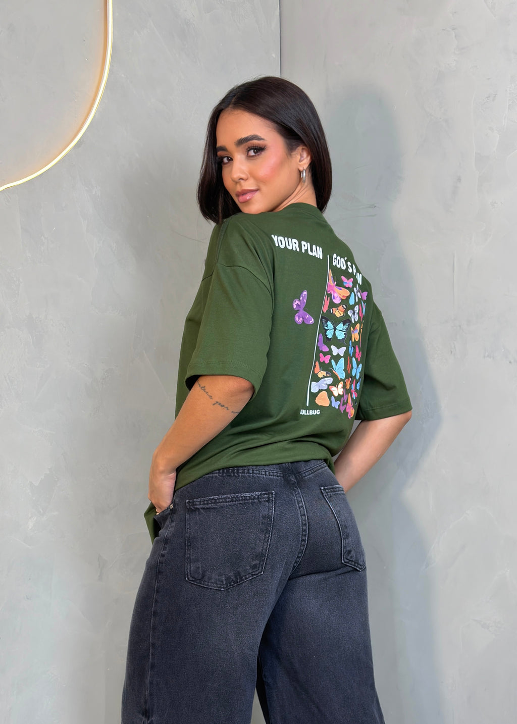 Camiseta oversized "God´s plan" - verde