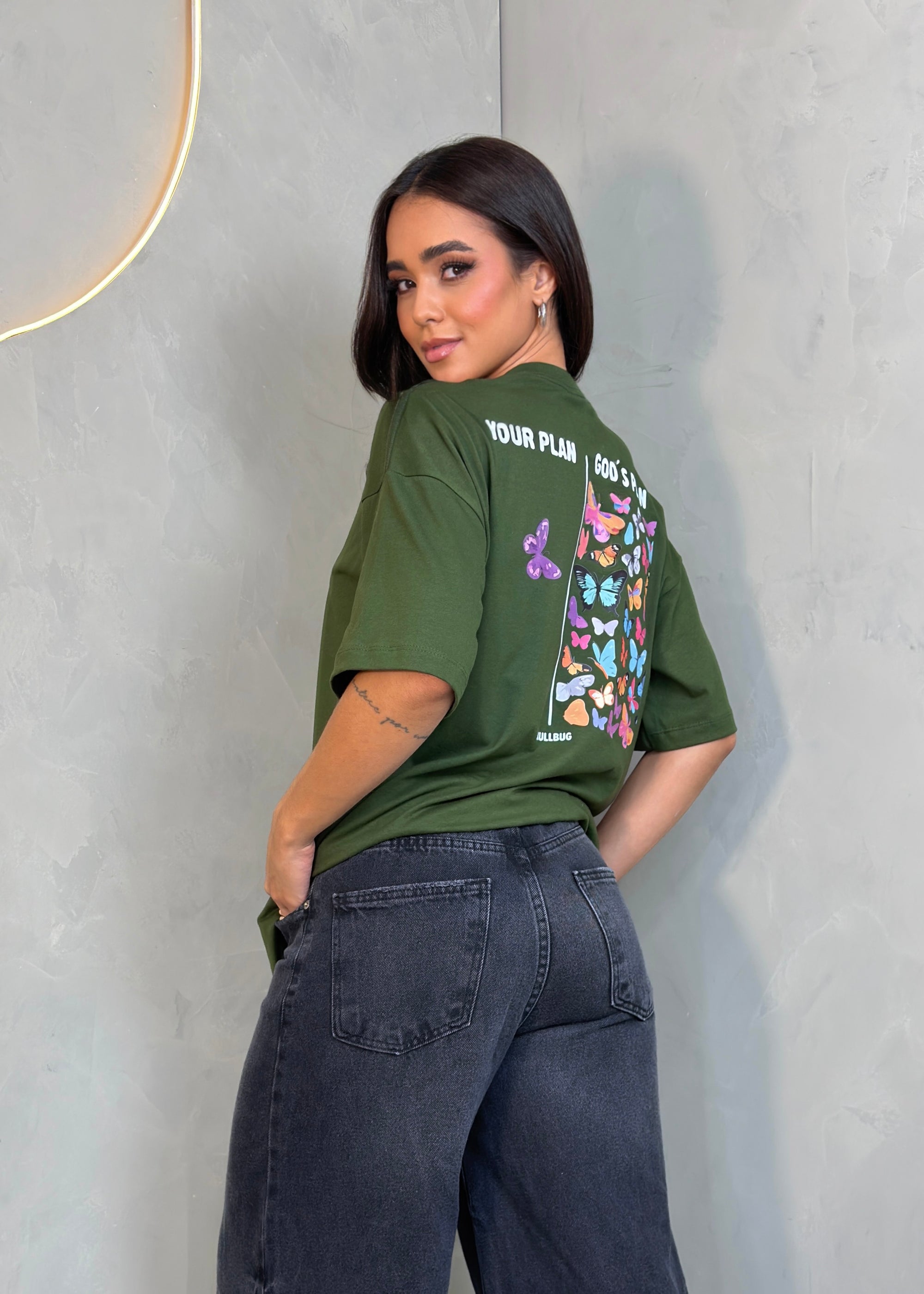 Camiseta oversized "God´s plan" - verde