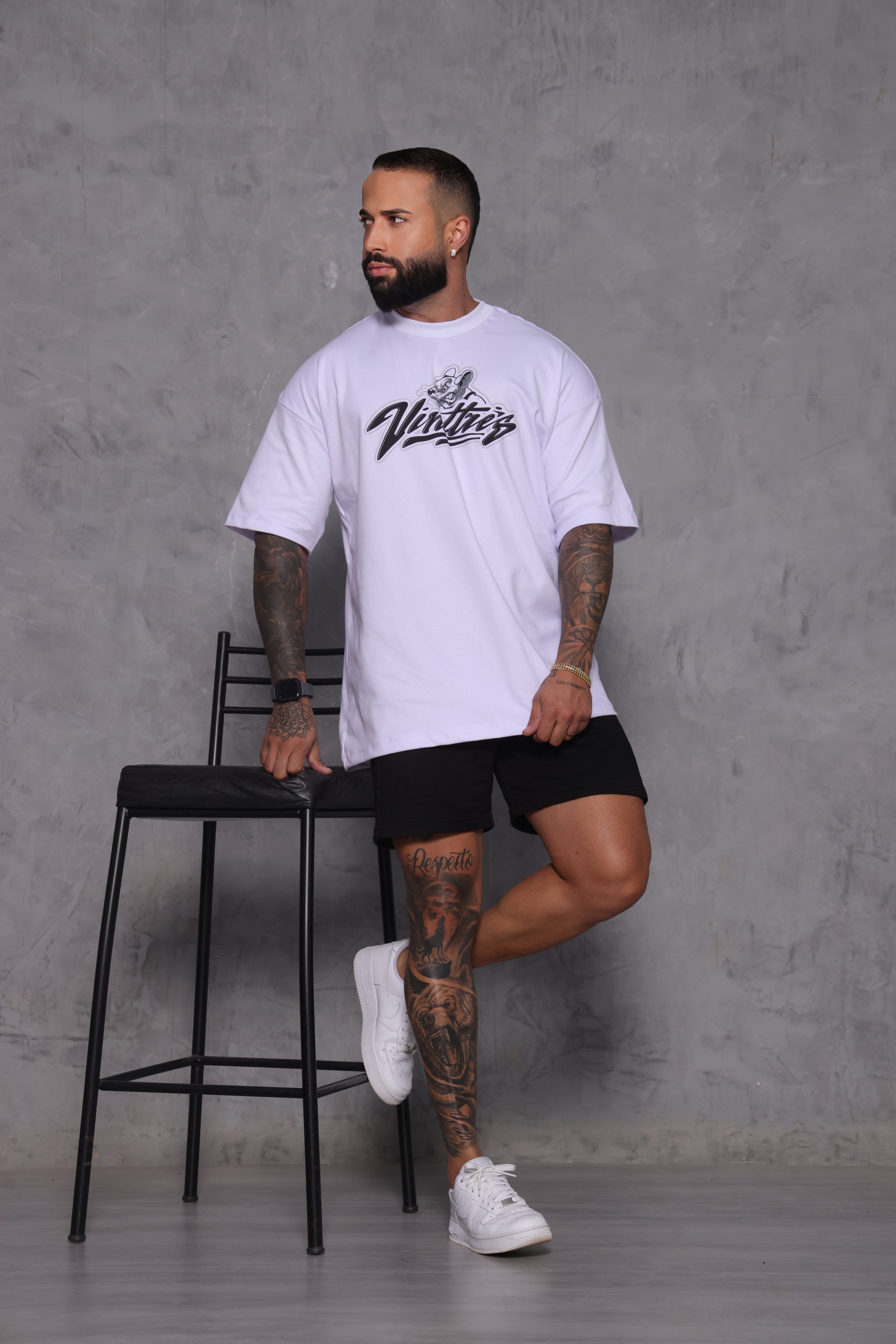 Oversized GYM RAT branca - 230g