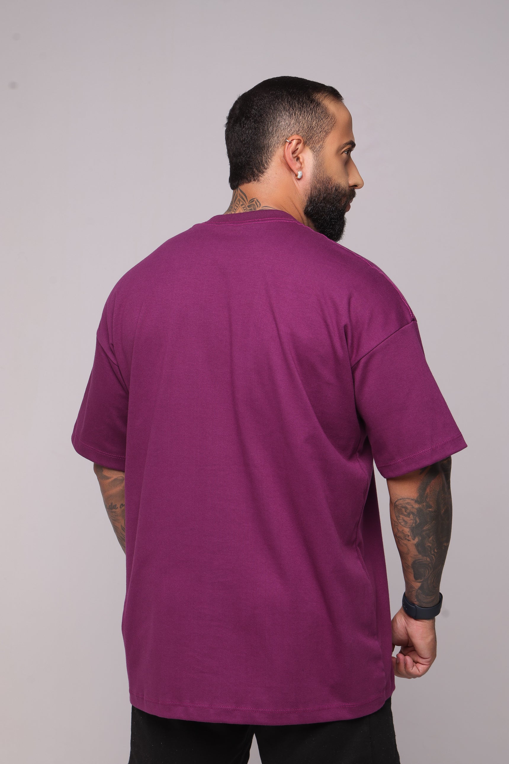 Camiseta oversized básica roxa - 230g