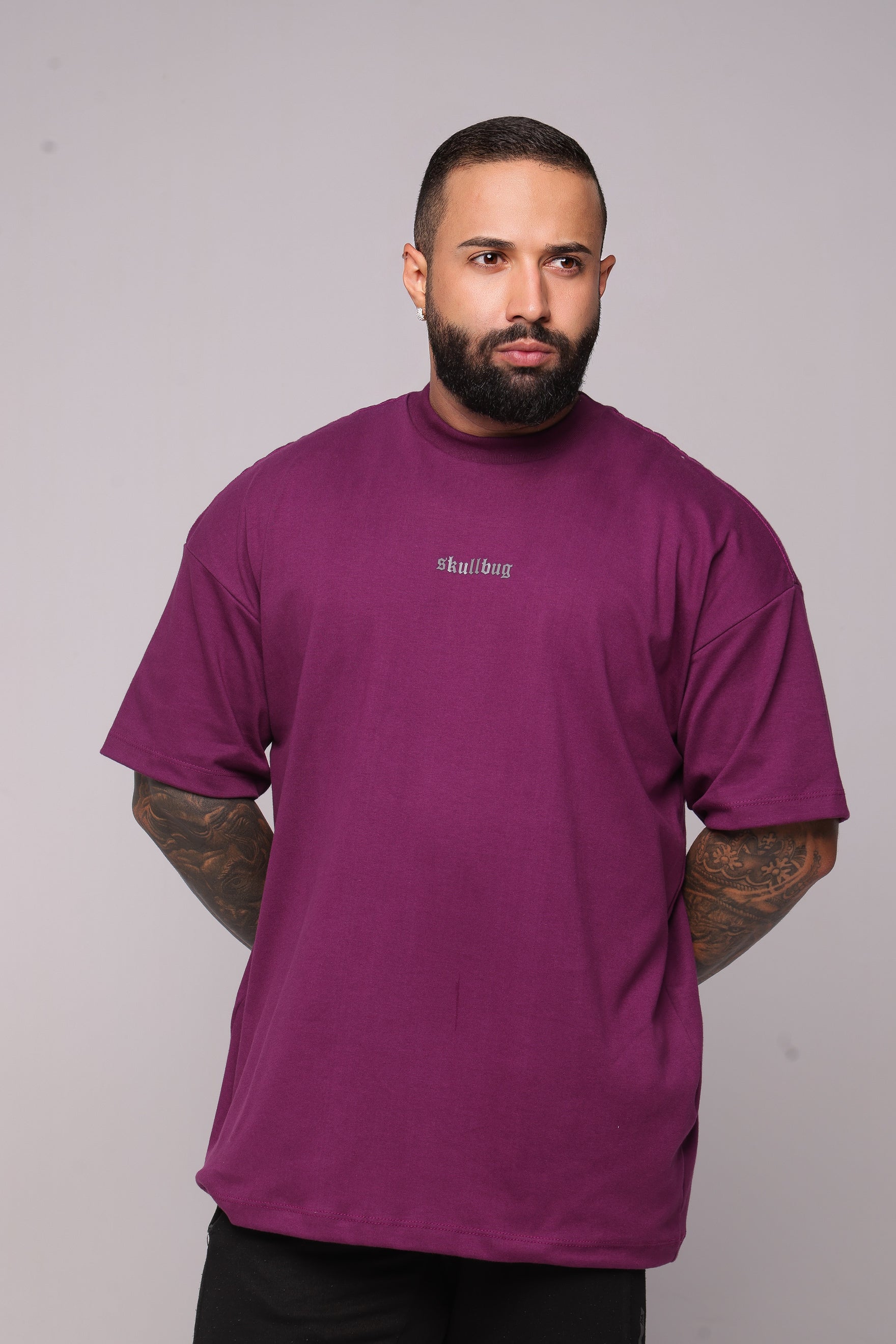 Camiseta oversized básica roxa - 230g