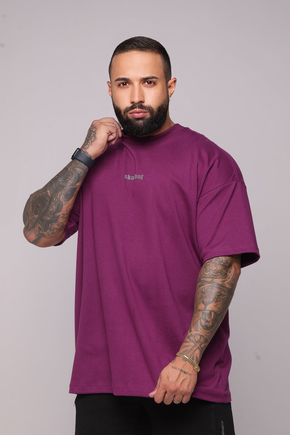 Camiseta oversized básica roxa - 230g