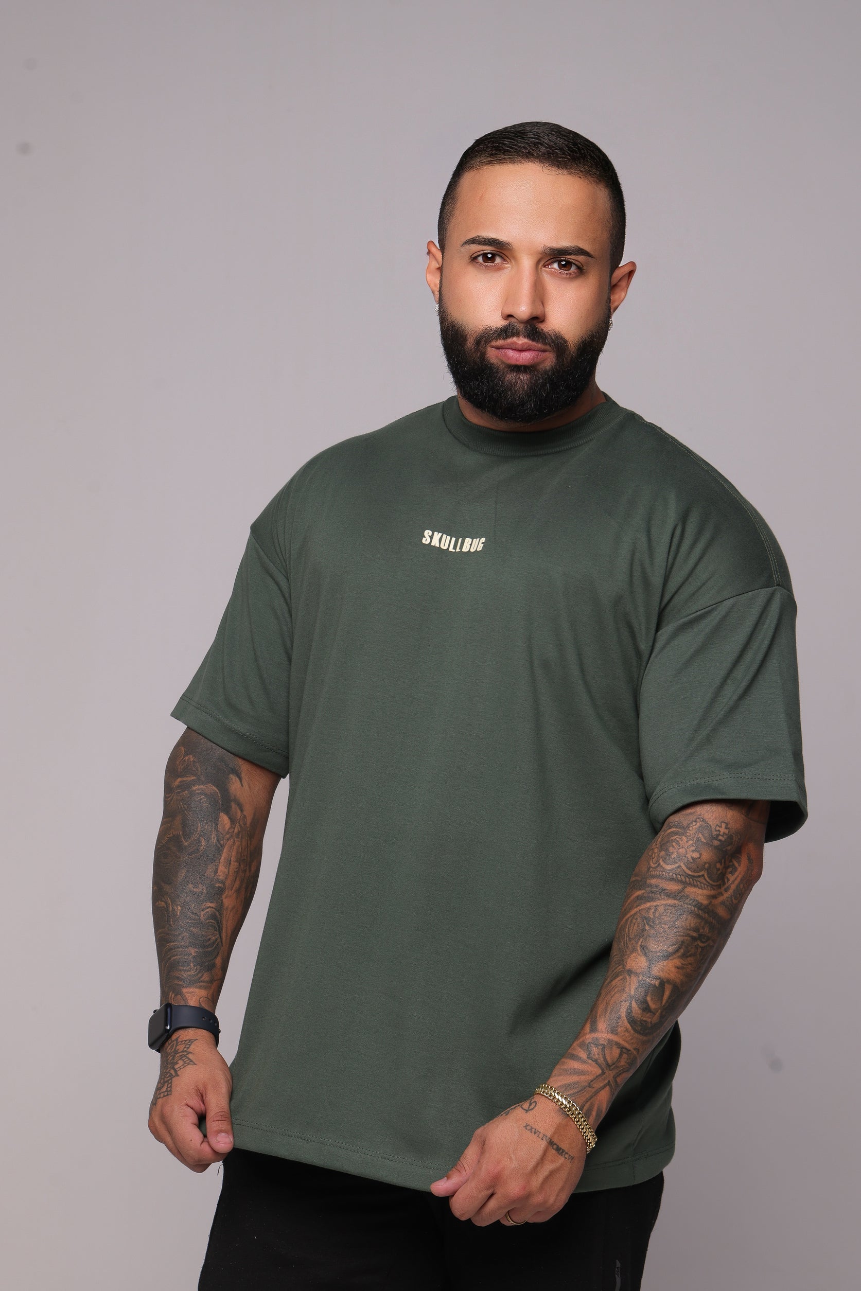 Camiseta oversized "Never ending" verde - 230g