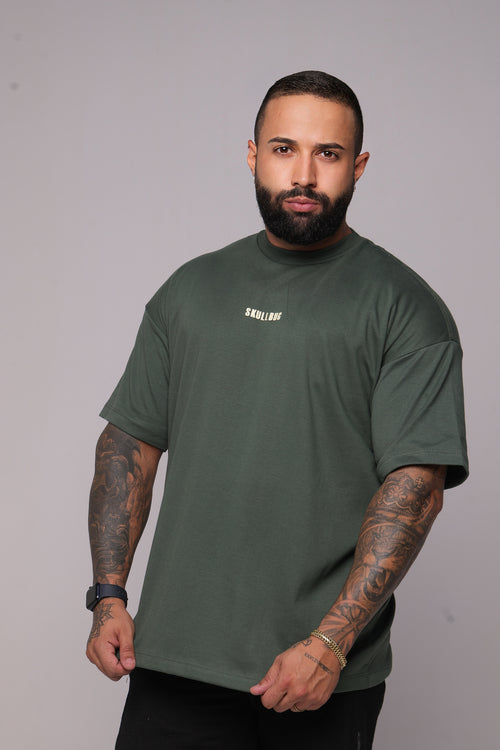 Camiseta oversized "Never ending" verde - 230g