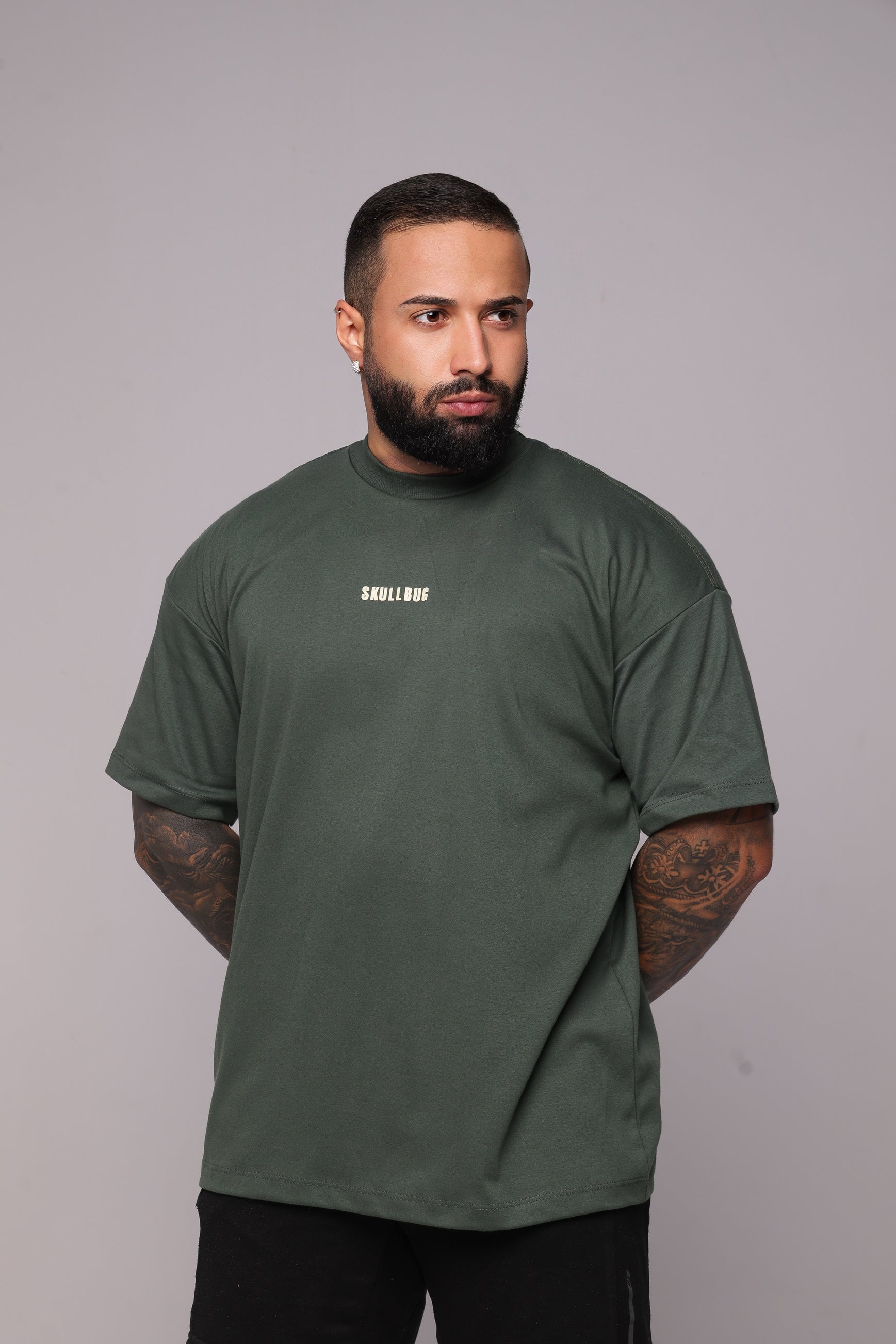 Camiseta oversized "Never ending" verde - 230g