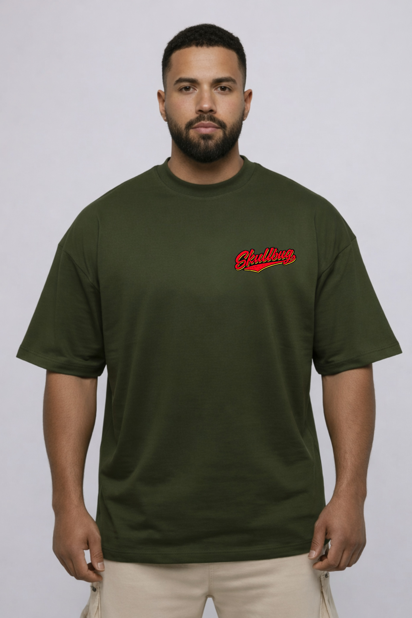 Camiseta oversized "Pizza and Protein" - verde