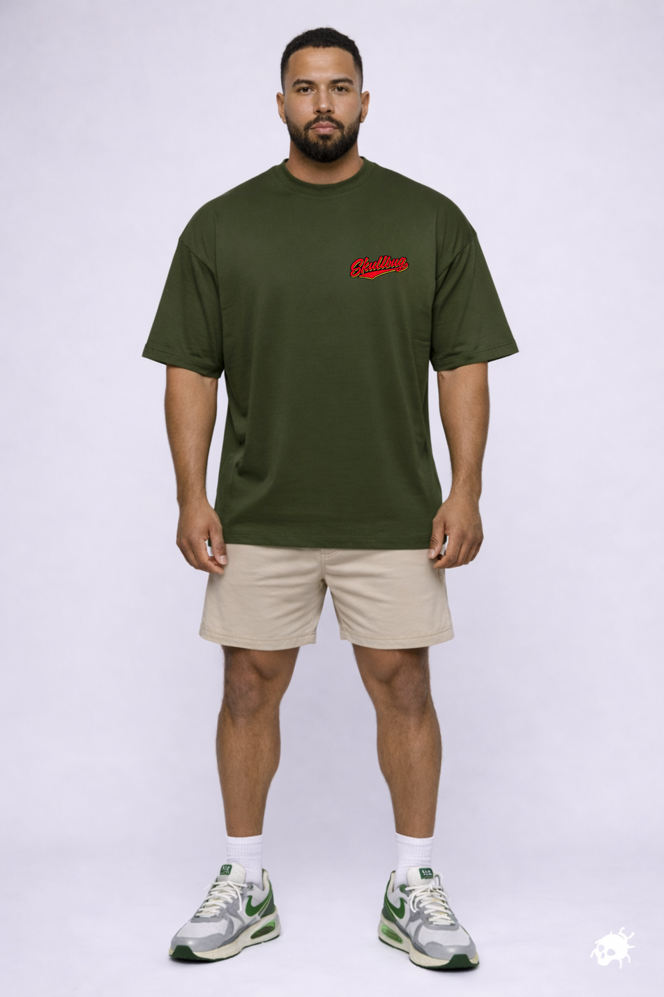 Camiseta oversized "Pizza and Protein" - verde