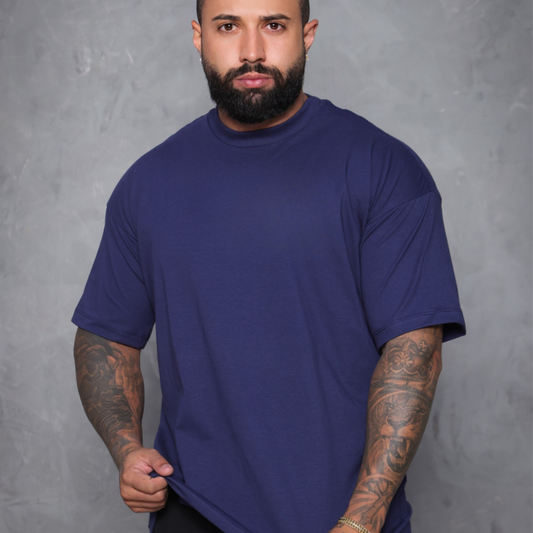 Camiseta oversized básica - azul marinho