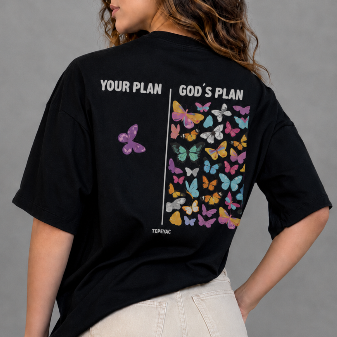 Camiseta oversized "God´s plan" - preta