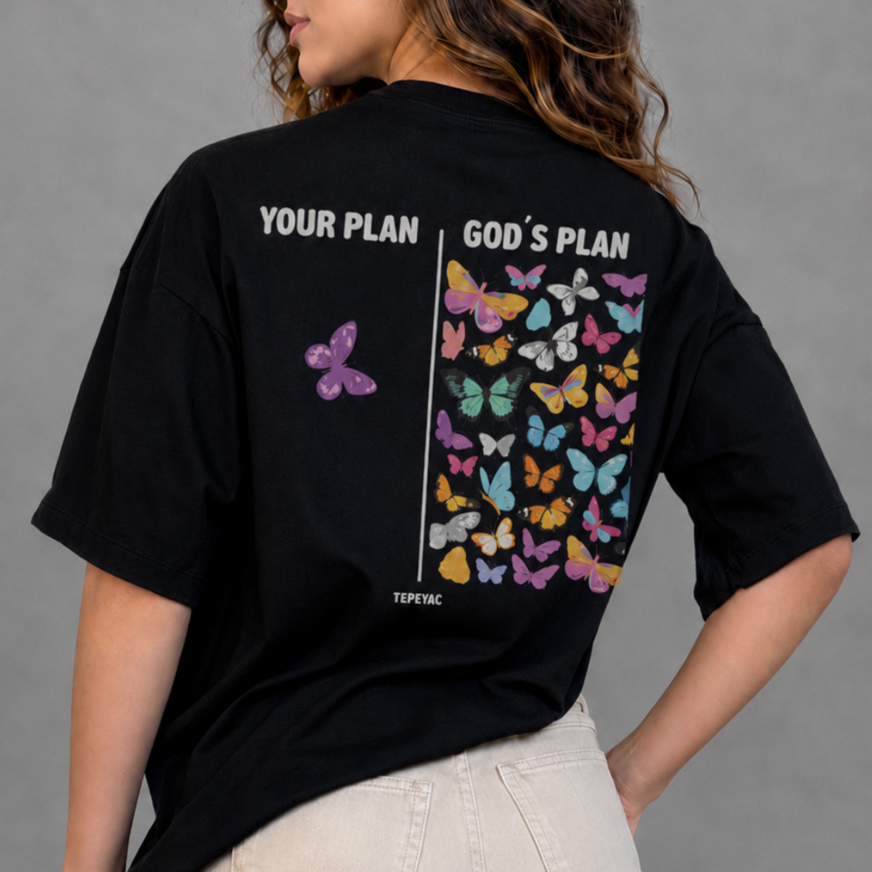 Camiseta oversized "God´s plan" - preta