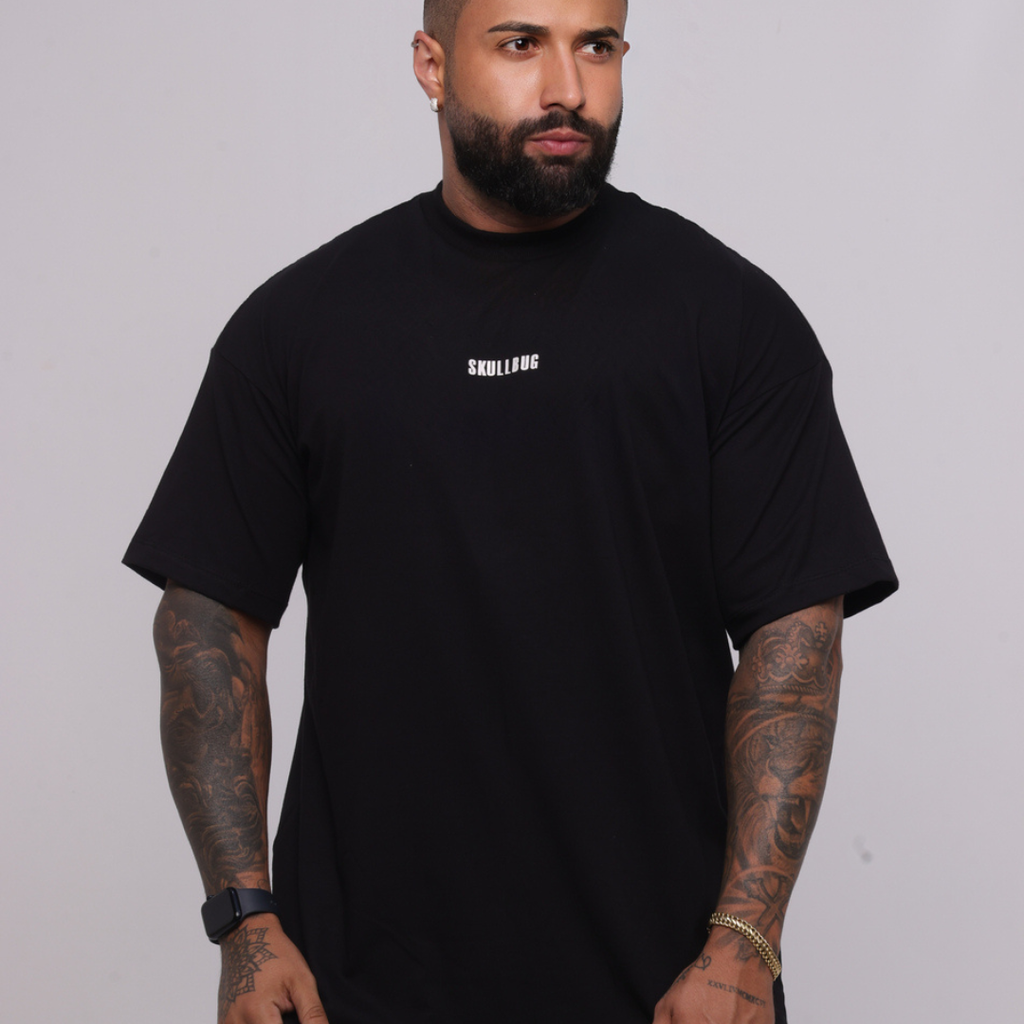 Camiseta oversized logo básica - preta
