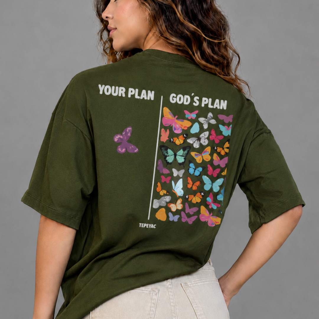 Camiseta oversized "God´s plan" - verde