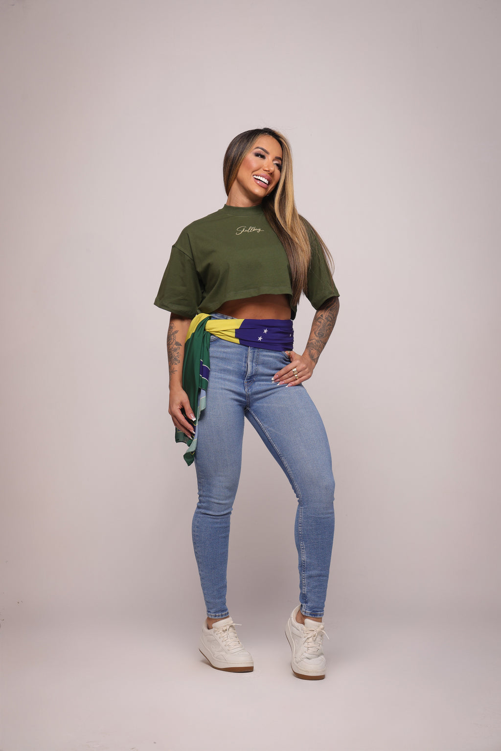 Cropped oversized "Signature" - verde