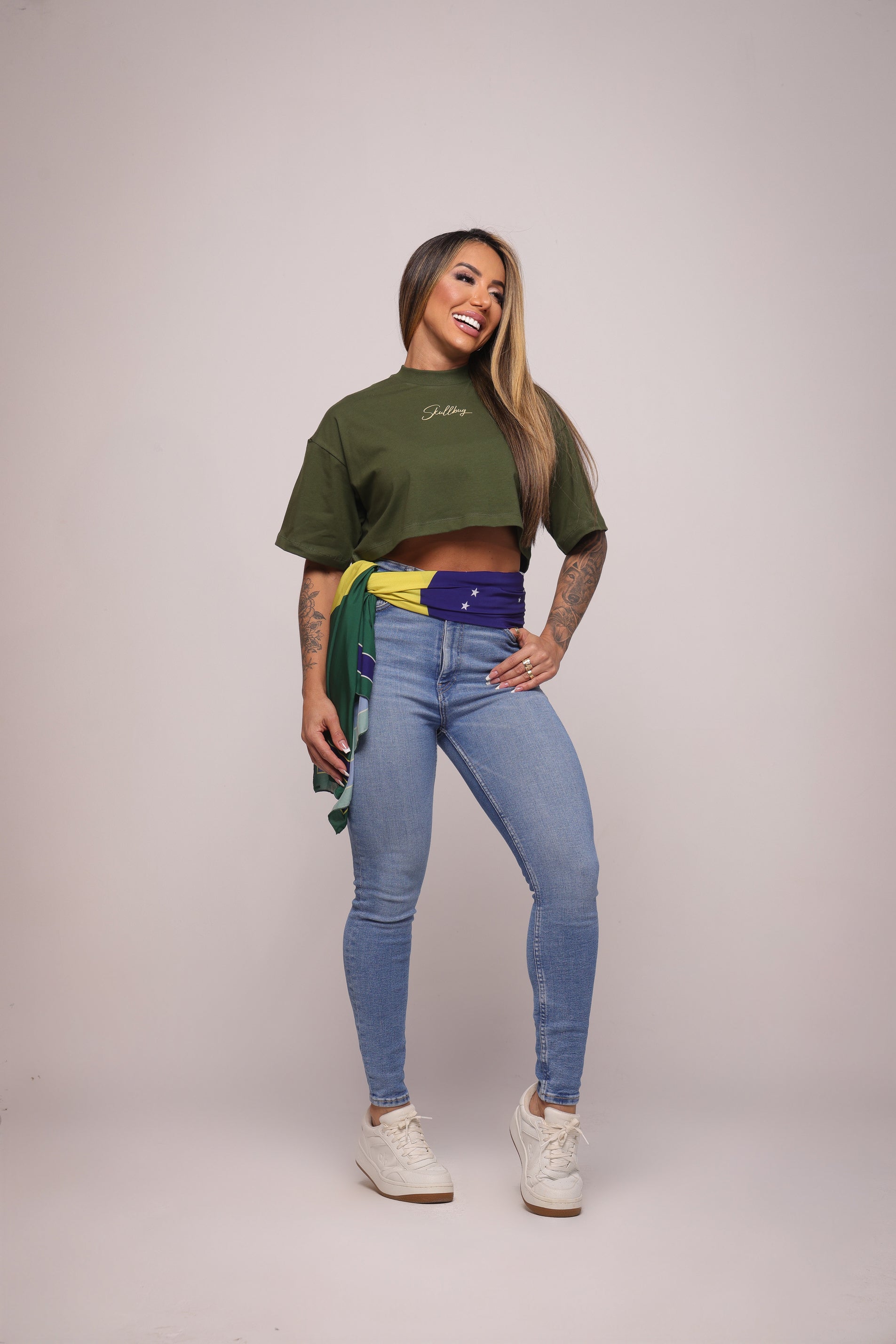 Cropped oversized "Signature" - verde