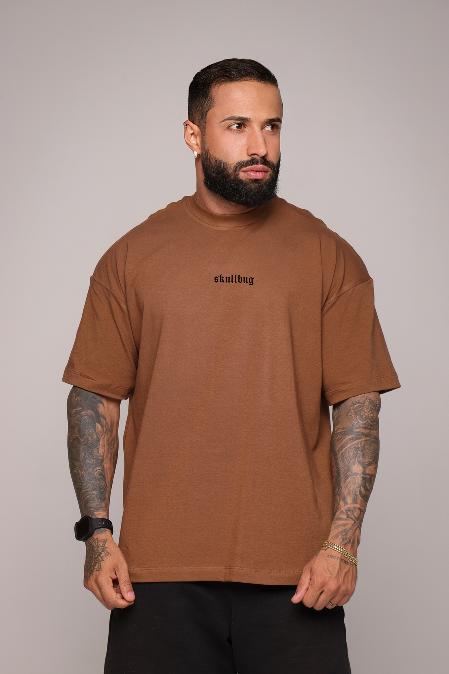 Camiseta oversized logo básica - marrom