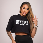 Cropped oversized "NY" - preto