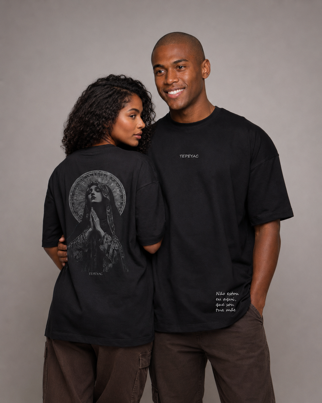Camiseta oversized "Que sou tua mãe" - preto