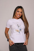 Camiseta babylook "Aquarela" - branca
