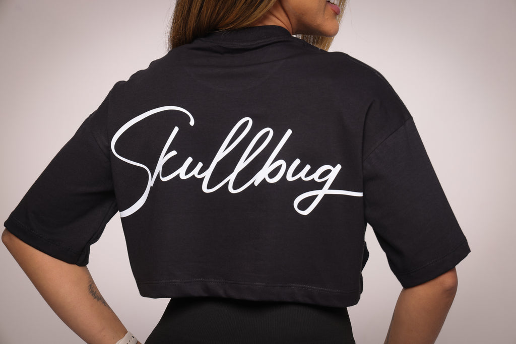 Cropped oversized "Signature" - preto