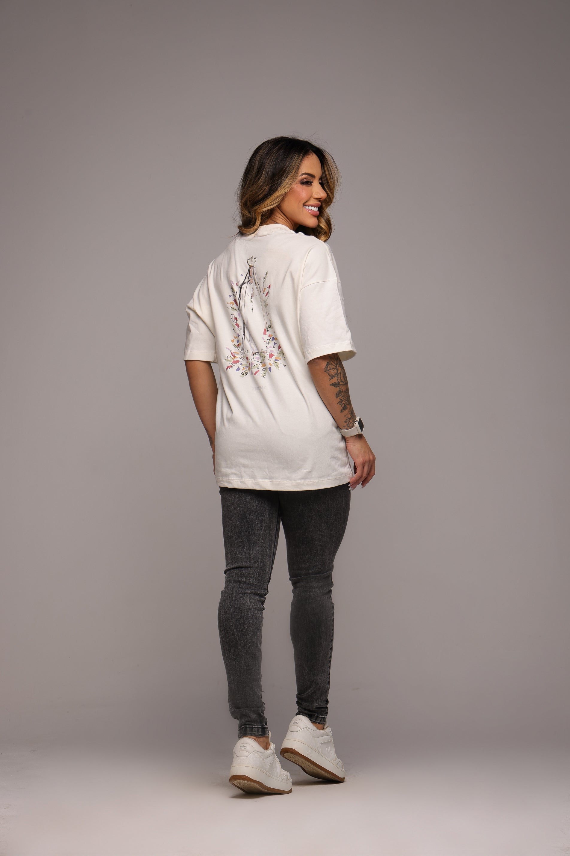 Camiseta oversized "Nossa Senhora" - off-white