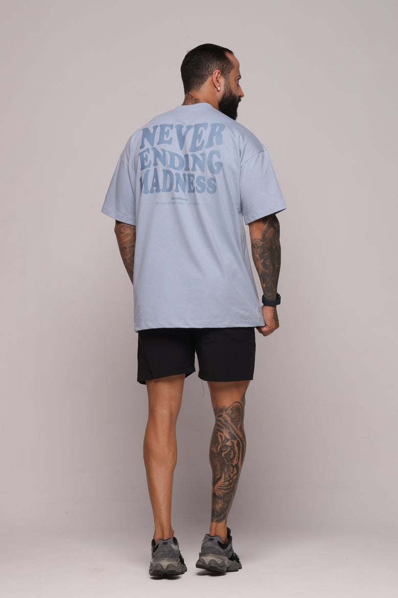 Camiseta oversized "Never ending" strong azul - 250g