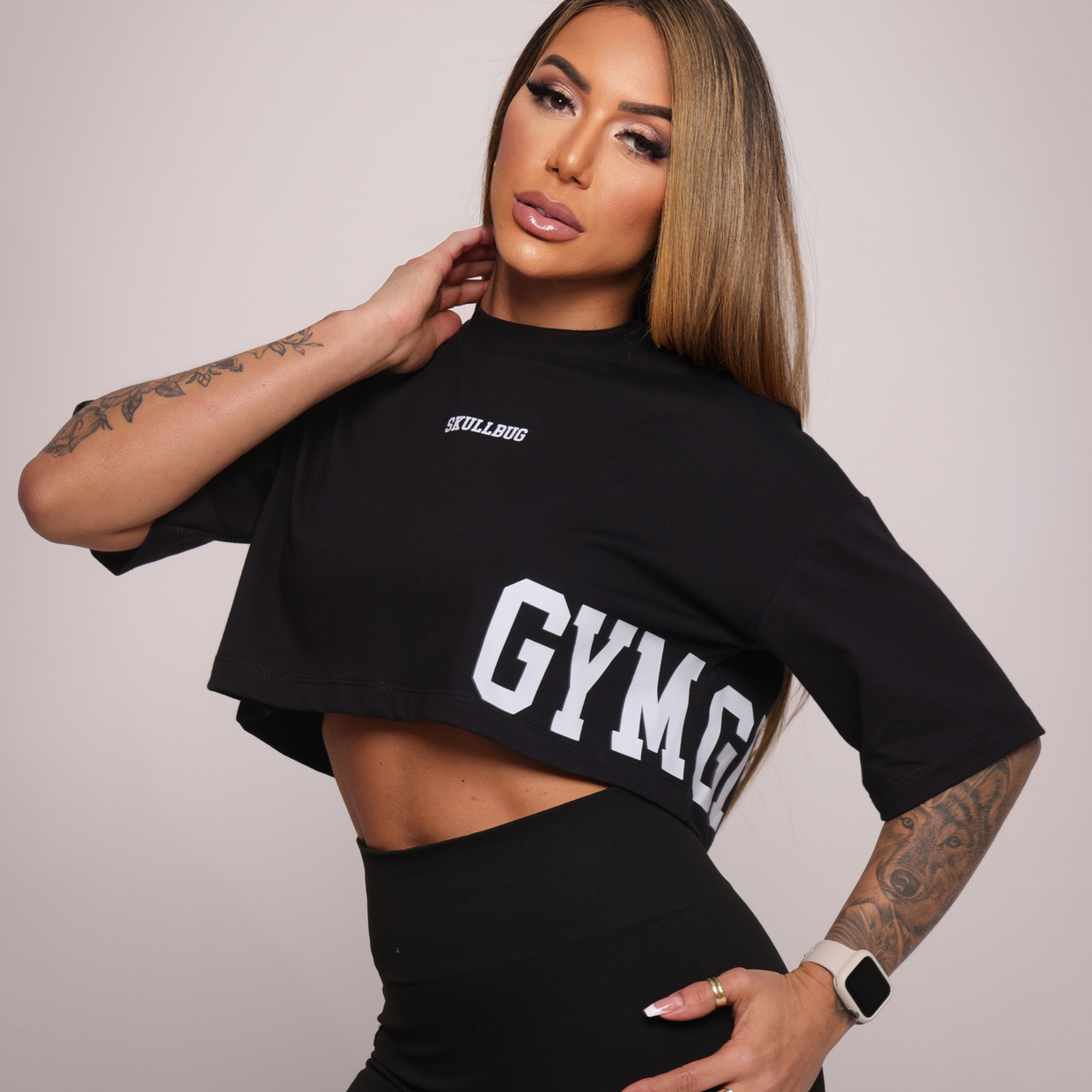Cropped oversized "Gym girl" - preto