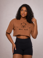 Cropped oversized "Hard work" - marrom