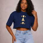 Cropped oversized "Fitness bear" - azul marinho
