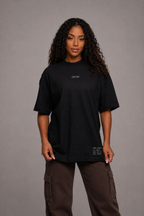 Camiseta oversized "Que sou tua mãe" - preto
