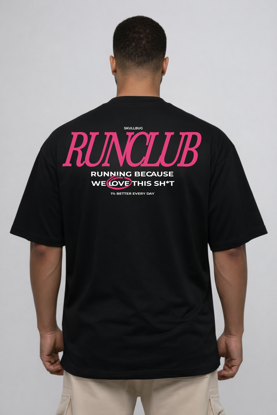 Camiseta oversized "Run club" - preta