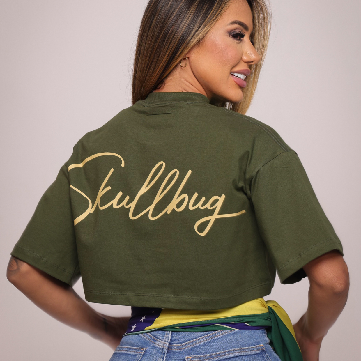 Cropped oversized "Signature" - verde