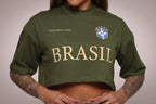 Cropped oversized "Brasil" - verde