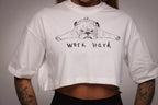 Cropped oversized "Work hard" - off-white