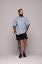 Camiseta oversized "Never ending" strong azul - 250g