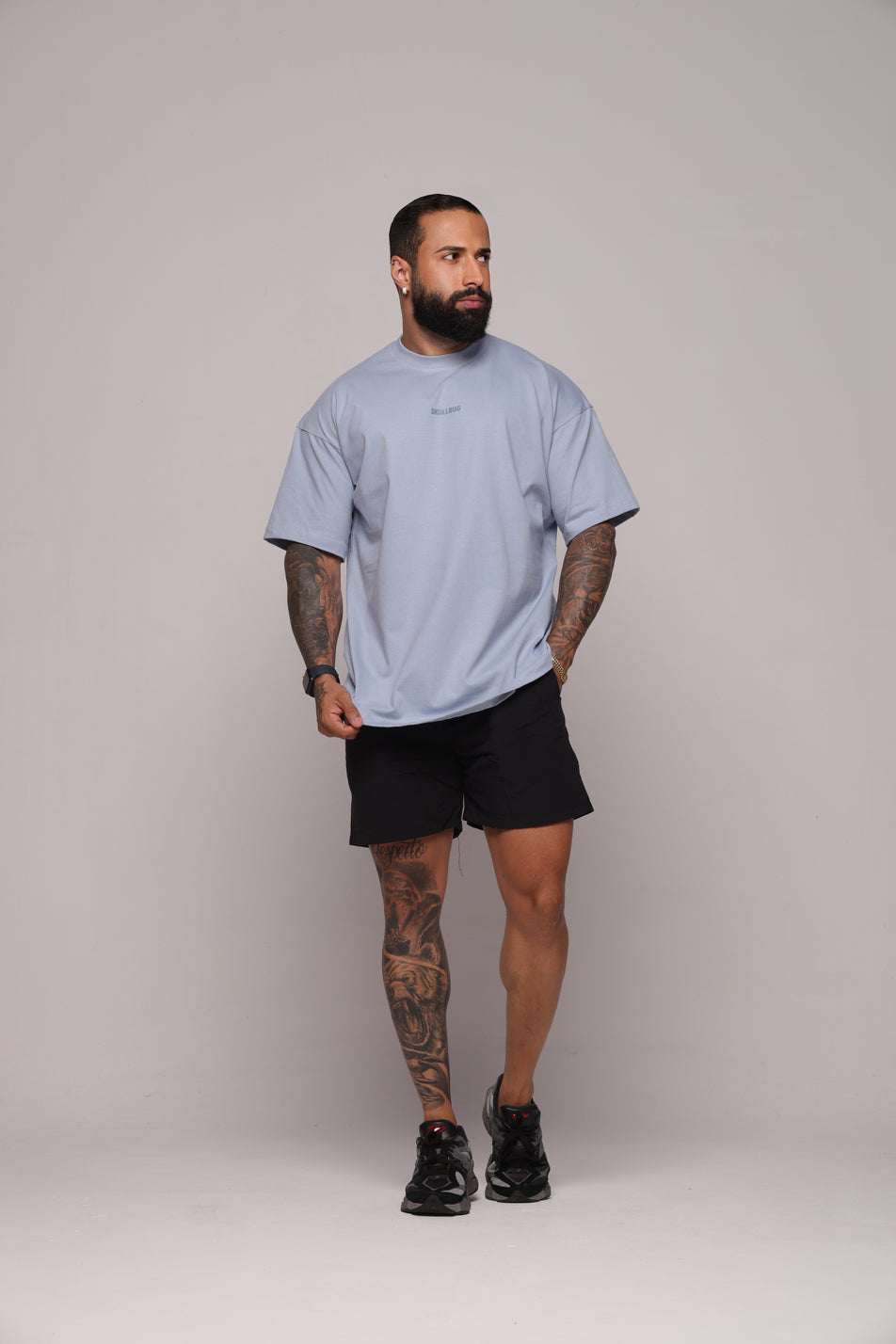 Camiseta oversized "Never ending" strong azul - 250g