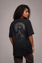 Camiseta oversized "Que sou tua mãe" - preto