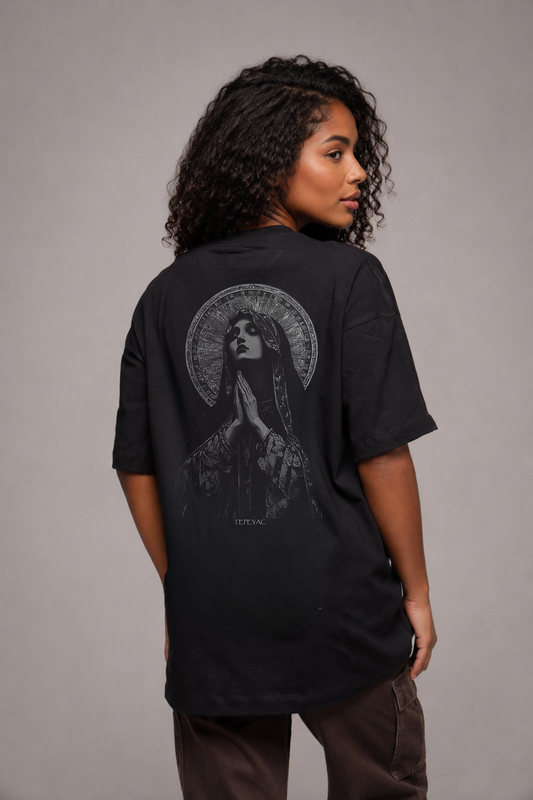Camiseta oversized "Que sou tua mãe" - preto